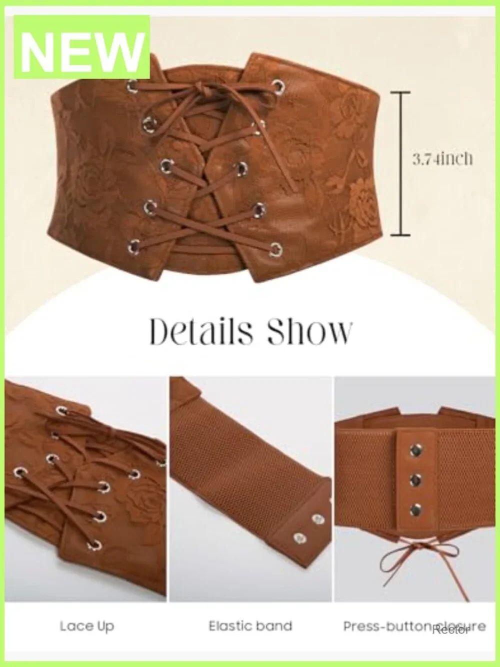 Wide Waist Corset Belt Lace Up Front